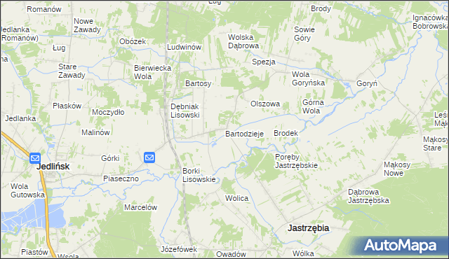 mapa Bartodzieje gmina Jastrzębia, Bartodzieje gmina Jastrzębia na mapie Targeo