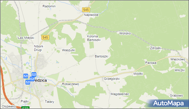 mapa Bartoszki, Bartoszki na mapie Targeo