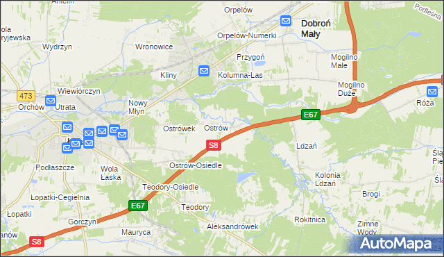 mapa Barycz gmina Dobroń, Barycz gmina Dobroń na mapie Targeo