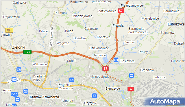 mapa Batowice, Batowice na mapie Targeo