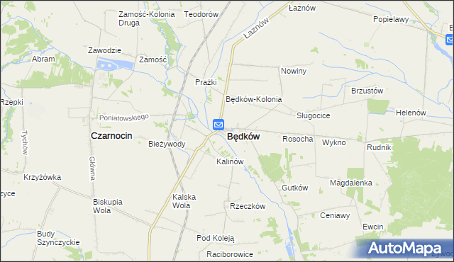mapa Będków powiat tomaszowski, Będków powiat tomaszowski na mapie Targeo