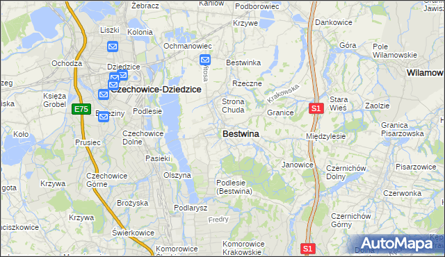 mapa Bestwina, Bestwina na mapie Targeo