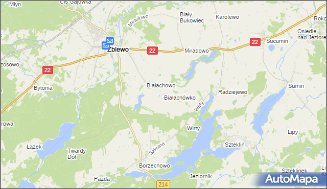 mapa Białachówko, Białachówko na mapie Targeo