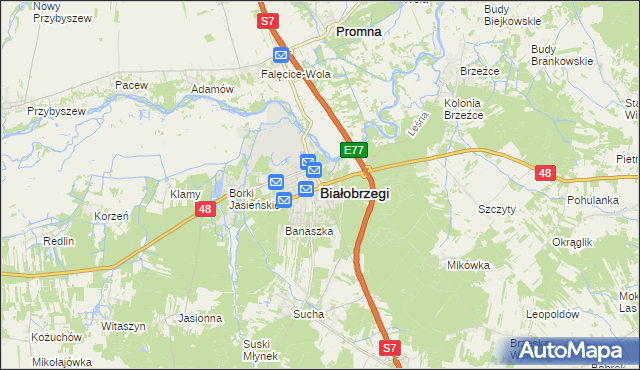 mapa Białobrzegi, Białobrzegi na mapie Targeo