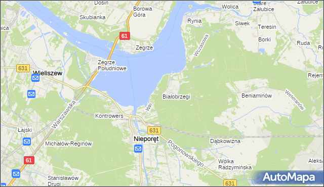 mapa Białobrzegi gmina Nieporęt, Białobrzegi gmina Nieporęt na mapie Targeo