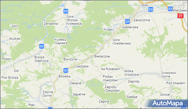 mapa Biedaczów, Biedaczów na mapie Targeo