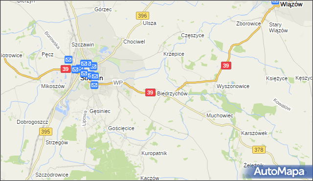 mapa Biedrzychów gmina Strzelin, Biedrzychów gmina Strzelin na mapie Targeo