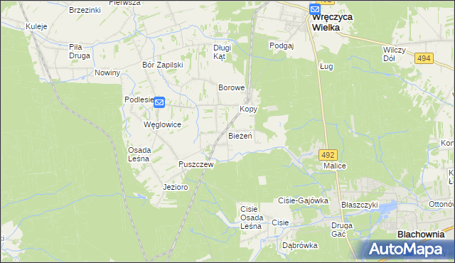 mapa Bieżeń, Bieżeń na mapie Targeo