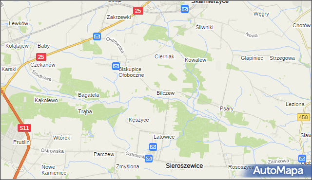mapa Bilczew gmina Sieroszewice, Bilczew gmina Sieroszewice na mapie Targeo