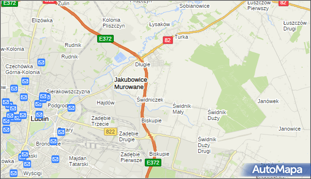 mapa Biskupie-Kolonia gmina Wólka, Biskupie-Kolonia gmina Wólka na mapie Targeo