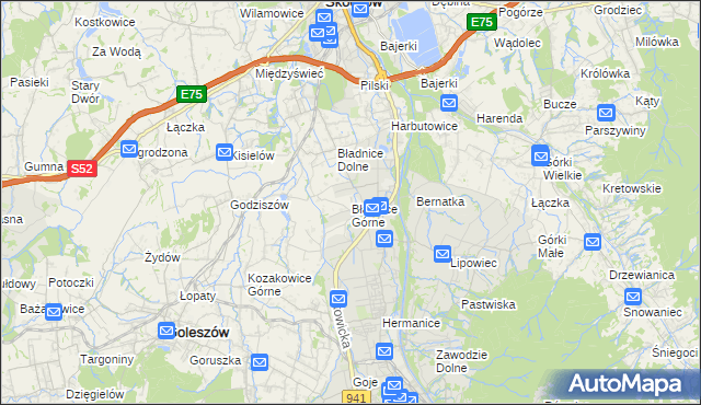 mapa Bładnice Górne, Bładnice Górne na mapie Targeo