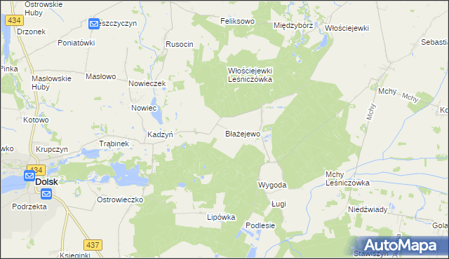 mapa Błażejewo gmina Dolsk, Błażejewo gmina Dolsk na mapie Targeo