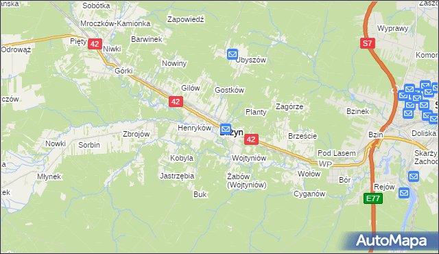 mapa Bliżyn, Bliżyn na mapie Targeo