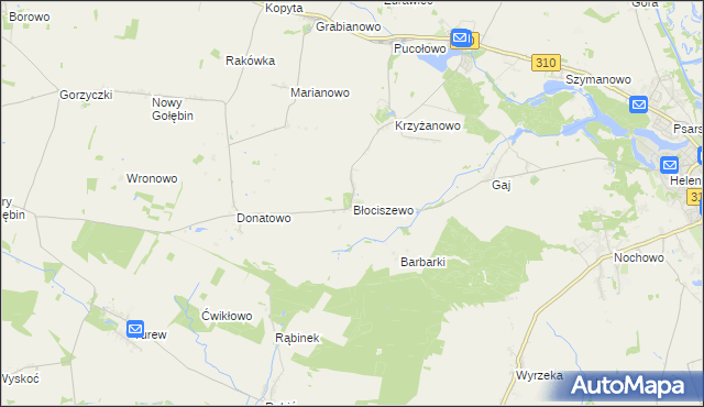 mapa Błociszewo, Błociszewo na mapie Targeo