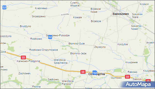 mapa Błomino Gumowskie, Błomino Gumowskie na mapie Targeo