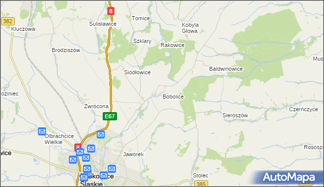 mapa Bobolice gmina Ząbkowice Śląskie, Bobolice gmina Ząbkowice Śląskie na mapie Targeo