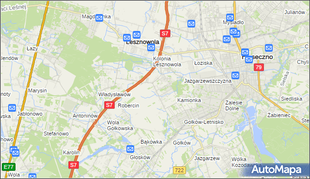 mapa Bobrowiec gmina Piaseczno, Bobrowiec gmina Piaseczno na mapie Targeo