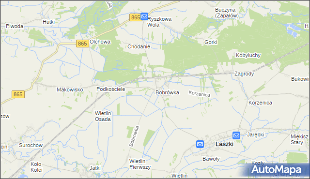 mapa Bobrówka gmina Laszki, Bobrówka gmina Laszki na mapie Targeo