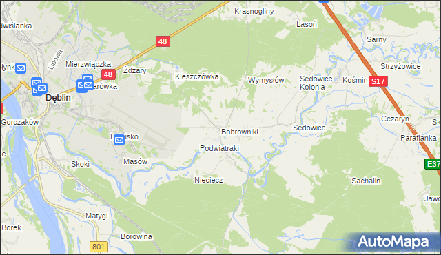 mapa Bobrowniki gmina Ryki, Bobrowniki gmina Ryki na mapie Targeo