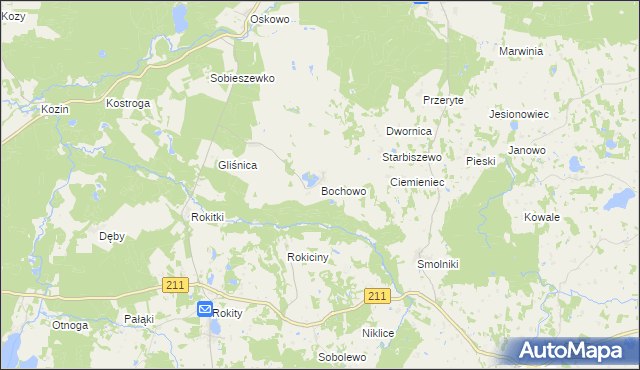 mapa Bochowo, Bochowo na mapie Targeo