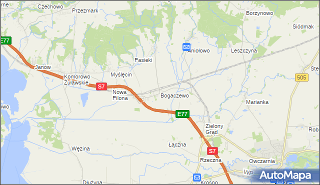mapa Bogaczewo gmina Elbląg, Bogaczewo gmina Elbląg na mapie Targeo