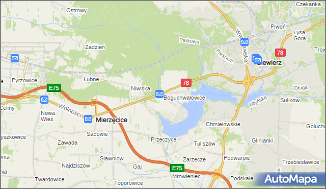 mapa Boguchwałowice, Boguchwałowice na mapie Targeo