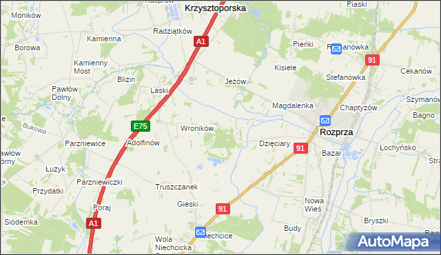 mapa Bogumiłów gmina Rozprza, Bogumiłów gmina Rozprza na mapie Targeo