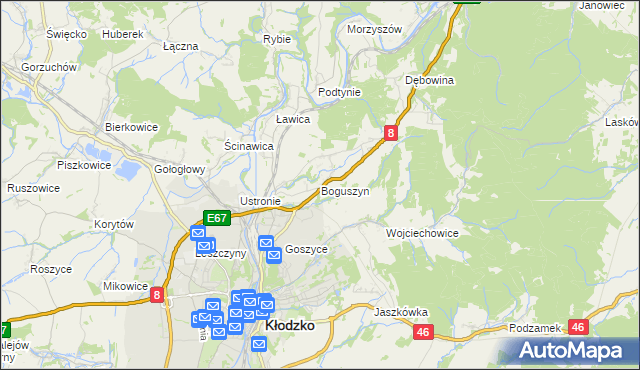 mapa Boguszyn gmina Kłodzko, Boguszyn gmina Kłodzko na mapie Targeo