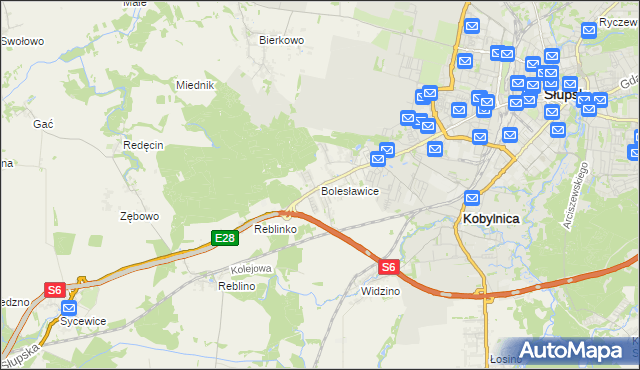 mapa Bolesławice gmina Kobylnica, Bolesławice gmina Kobylnica na mapie Targeo