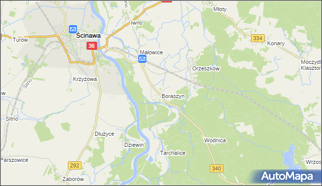 mapa Boraszyn, Boraszyn na mapie Targeo