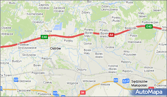 mapa Borek Mały, Borek Mały na mapie Targeo