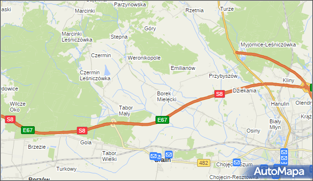 mapa Borek Mielęcki, Borek Mielęcki na mapie Targeo