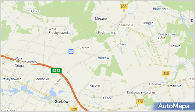 mapa Borków gmina Garbów, Borków gmina Garbów na mapie Targeo