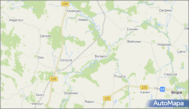 mapa Borzęcin gmina Gryfice, Borzęcin gmina Gryfice na mapie Targeo