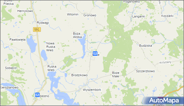 mapa Boże gmina Mrągowo, Boże gmina Mrągowo na mapie Targeo