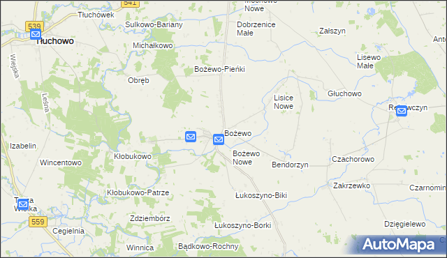 mapa Bożewo gmina Mochowo, Bożewo gmina Mochowo na mapie Targeo