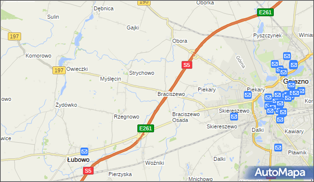 mapa Braciszewo, Braciszewo na mapie Targeo