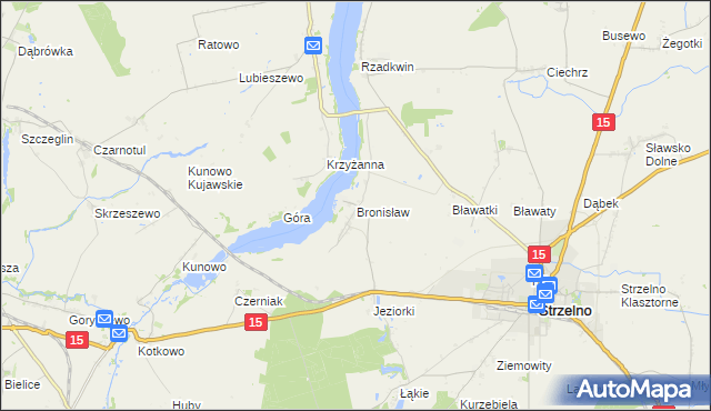 mapa Bronisław gmina Strzelno, Bronisław gmina Strzelno na mapie Targeo