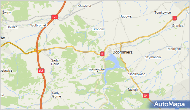 mapa Bronówek gmina Dobromierz, Bronówek gmina Dobromierz na mapie Targeo