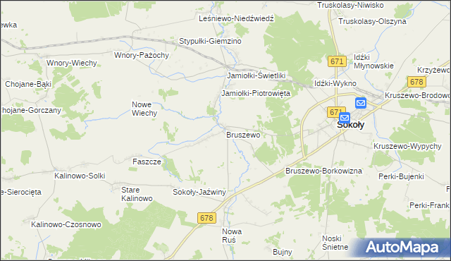 mapa Bruszewo, Bruszewo na mapie Targeo