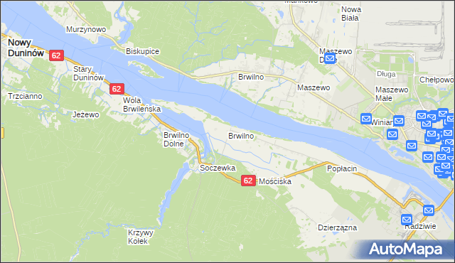 mapa Brwilno gmina Nowy Duninów, Brwilno gmina Nowy Duninów na mapie Targeo