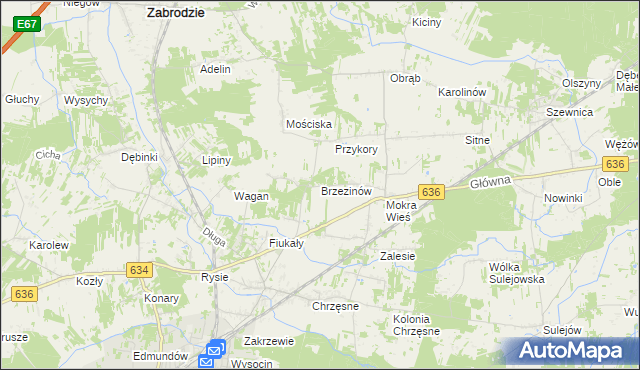 mapa Brzezinów, Brzezinów na mapie Targeo