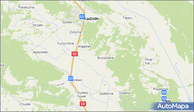 mapa Brzozówka gmina Kadzidło, Brzozówka gmina Kadzidło na mapie Targeo