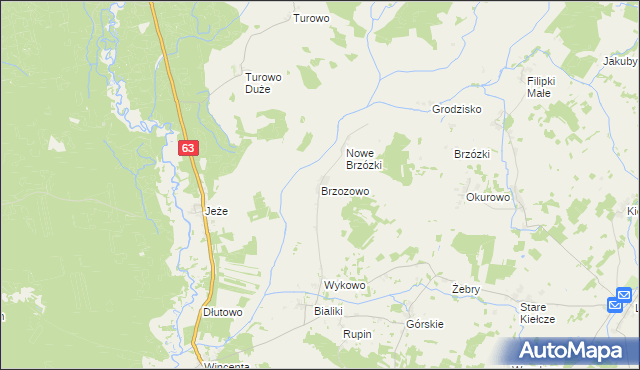 mapa Brzozowo gmina Kolno, Brzozowo gmina Kolno na mapie Targeo