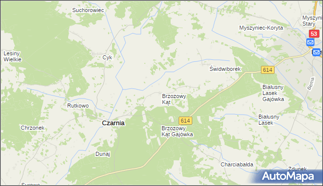 mapa Brzozowy Kąt gmina Czarnia, Brzozowy Kąt gmina Czarnia na mapie Targeo