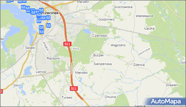 mapa Buczek gmina Szczecinek, Buczek gmina Szczecinek na mapie Targeo