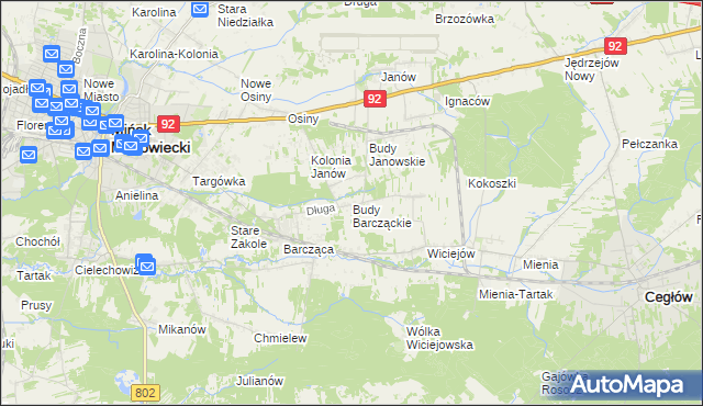mapa Budy Barcząckie, Budy Barcząckie na mapie Targeo