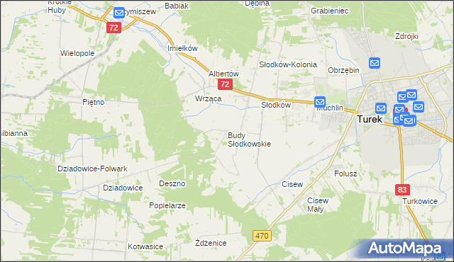 mapa Budy Słodkowskie, Budy Słodkowskie na mapie Targeo