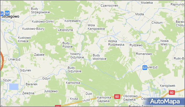 mapa Budy Wolińskie, Budy Wolińskie na mapie Targeo