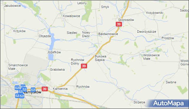 mapa Bukowa Śląska, Bukowa Śląska na mapie Targeo